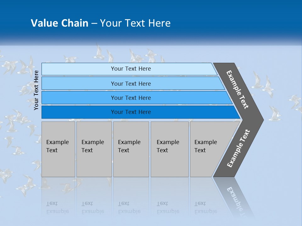 A Flock Of Birds Flying Through A Blue Sky PowerPoint Template