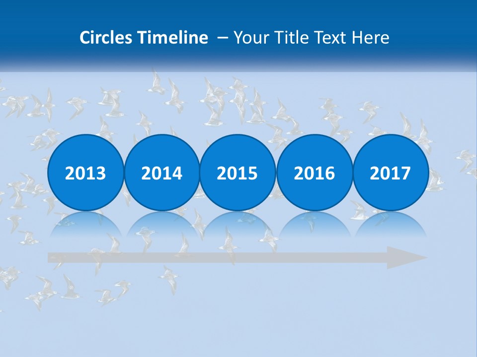 A Flock Of Birds Flying Through A Blue Sky PowerPoint Template