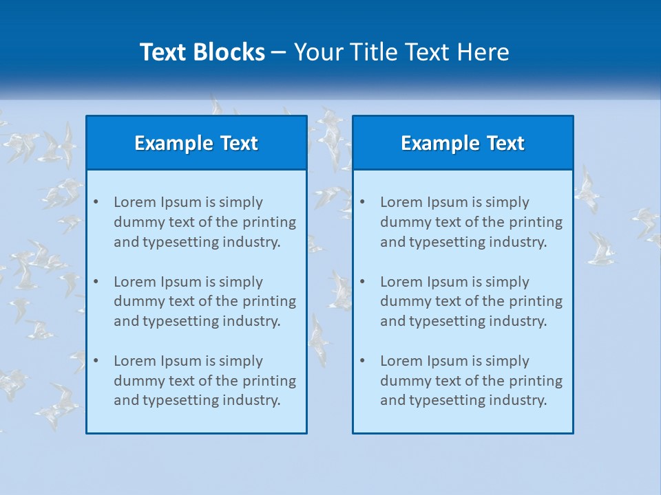 A Flock Of Birds Flying Through A Blue Sky PowerPoint Template