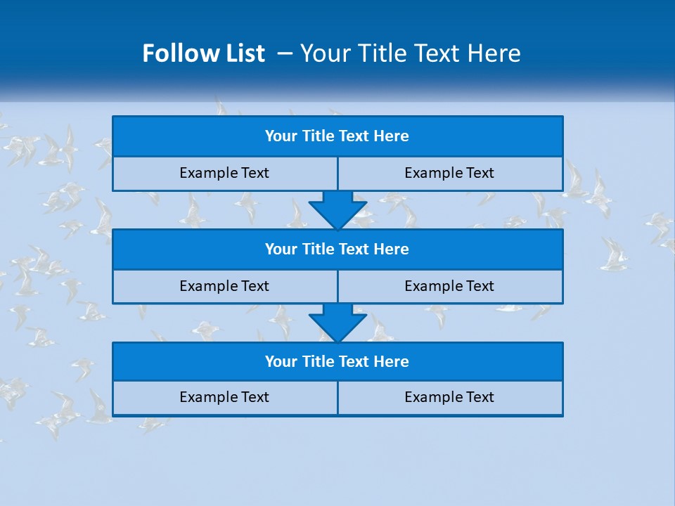 A Flock Of Birds Flying Through A Blue Sky PowerPoint Template