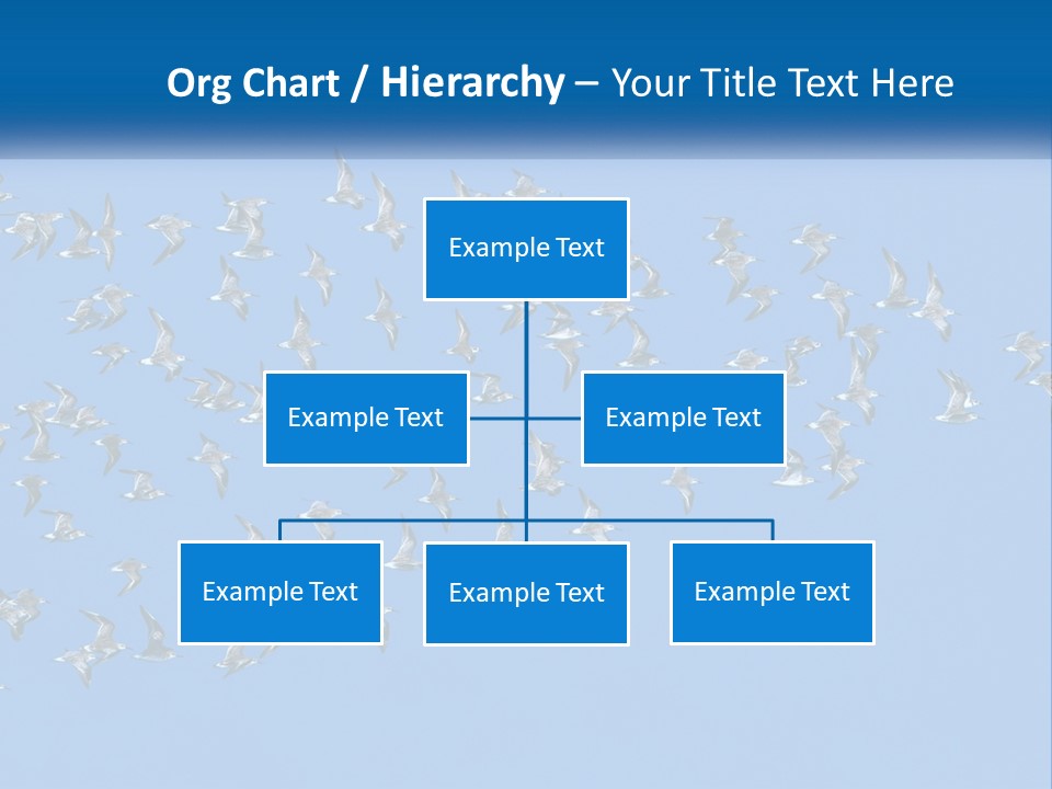 A Flock Of Birds Flying Through A Blue Sky PowerPoint Template