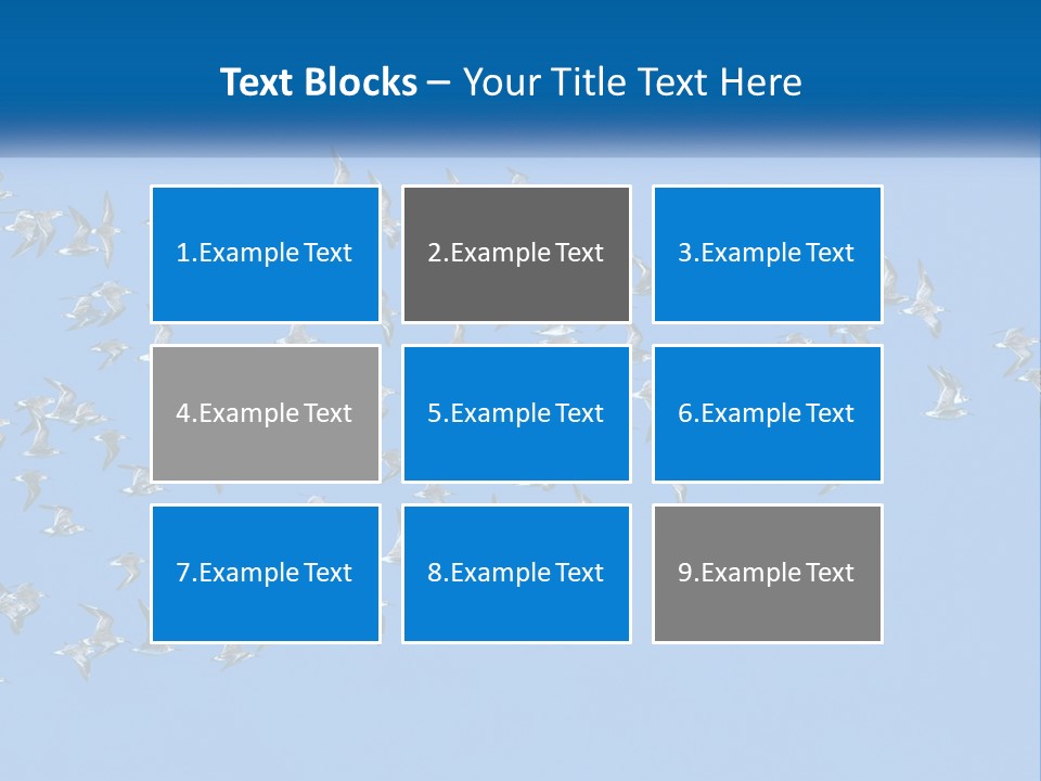 A Flock Of Birds Flying Through A Blue Sky PowerPoint Template