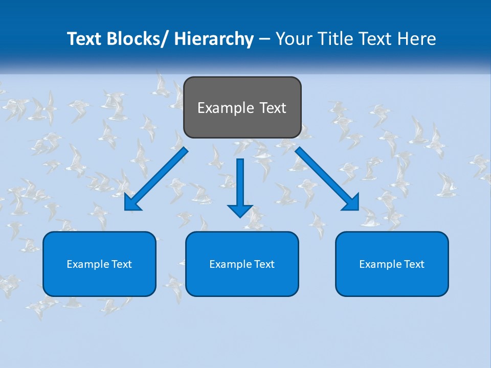 A Flock Of Birds Flying Through A Blue Sky PowerPoint Template