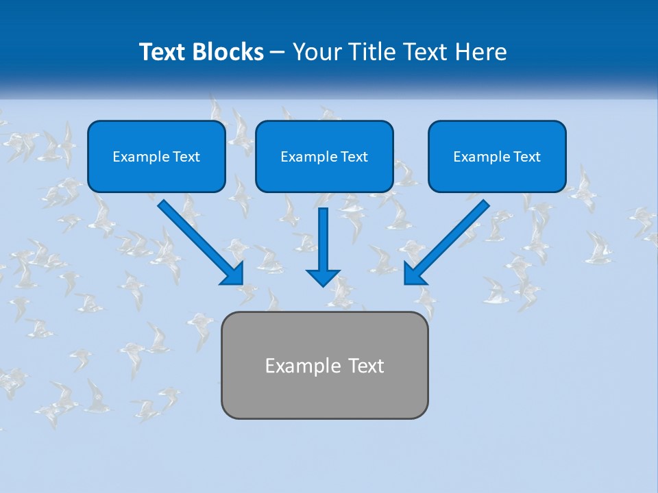 A Flock Of Birds Flying Through A Blue Sky PowerPoint Template