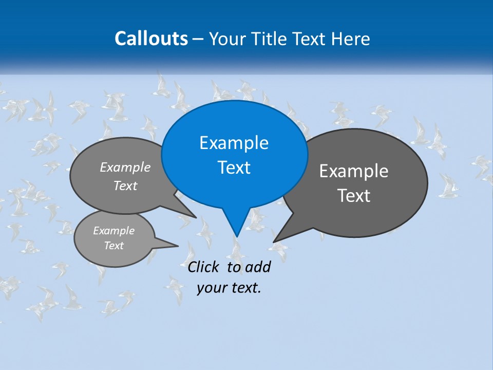 A Flock Of Birds Flying Through A Blue Sky PowerPoint Template