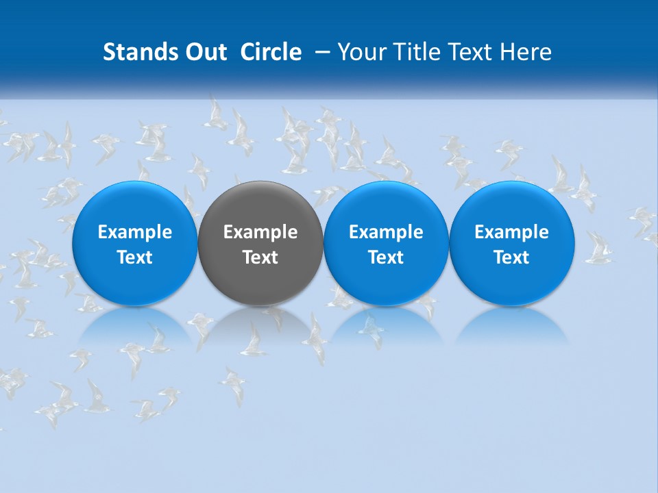 A Flock Of Birds Flying Through A Blue Sky PowerPoint Template