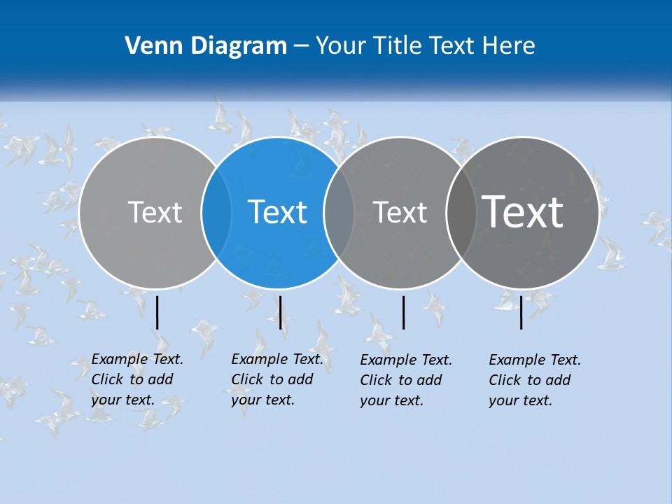 A Flock Of Birds Flying Through A Blue Sky PowerPoint Template