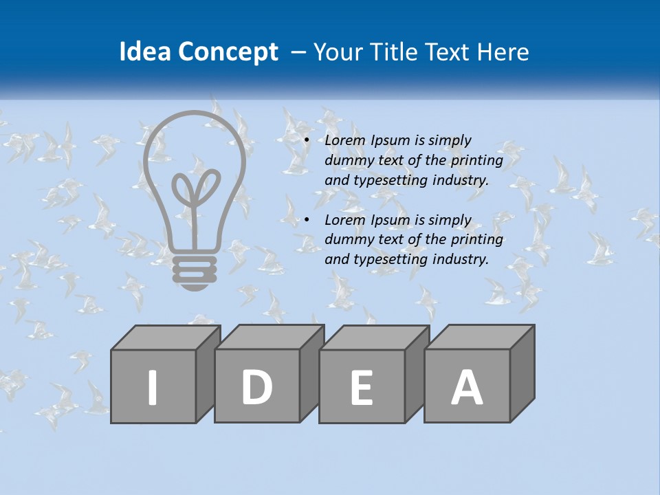 A Flock Of Birds Flying Through A Blue Sky PowerPoint Template