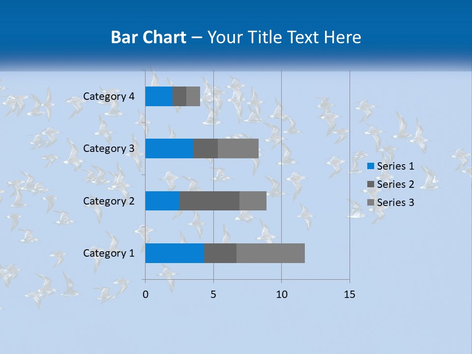 A Flock Of Birds Flying Through A Blue Sky PowerPoint Template