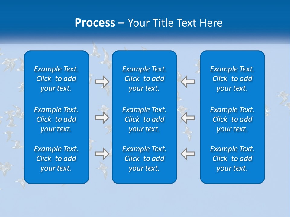 A Flock Of Birds Flying Through A Blue Sky PowerPoint Template
