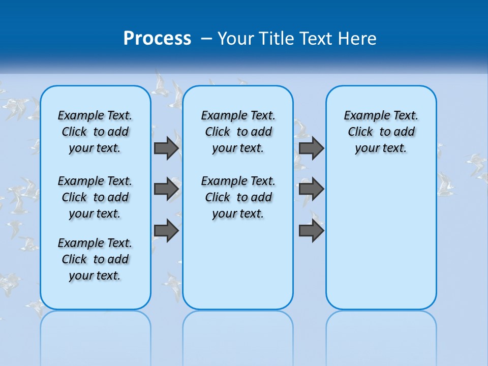A Flock Of Birds Flying Through A Blue Sky PowerPoint Template