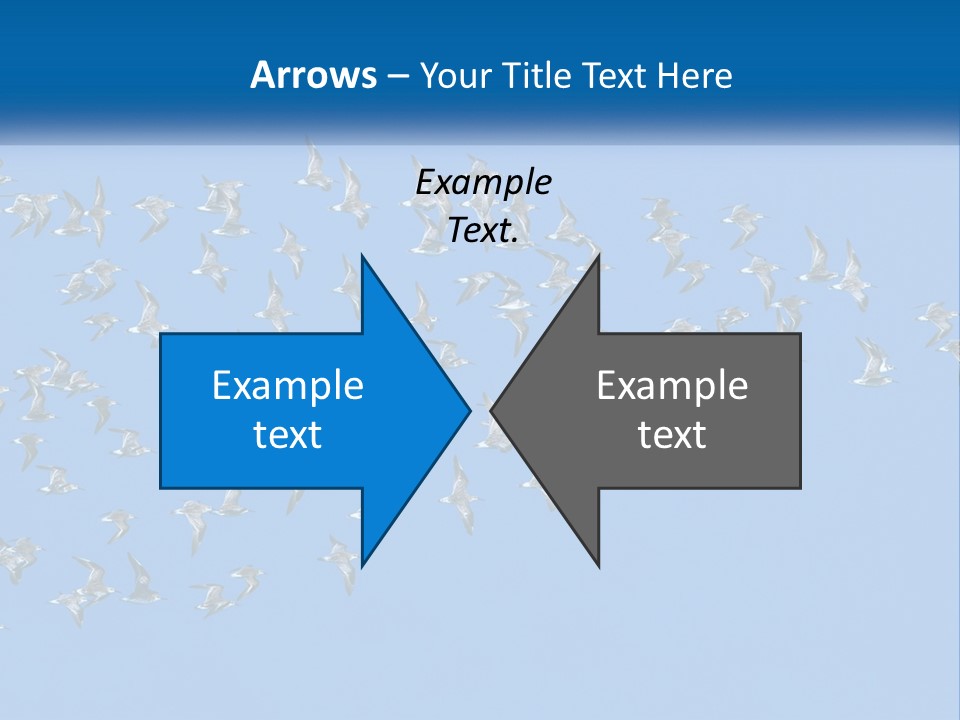 A Flock Of Birds Flying Through A Blue Sky PowerPoint Template