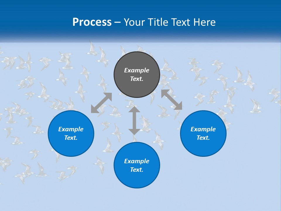 A Flock Of Birds Flying Through A Blue Sky PowerPoint Template