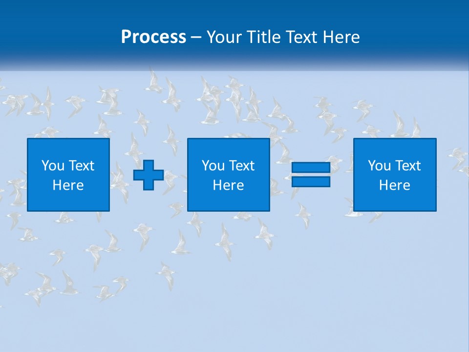 A Flock Of Birds Flying Through A Blue Sky PowerPoint Template