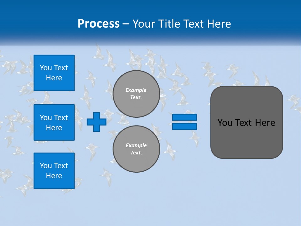 A Flock Of Birds Flying Through A Blue Sky PowerPoint Template