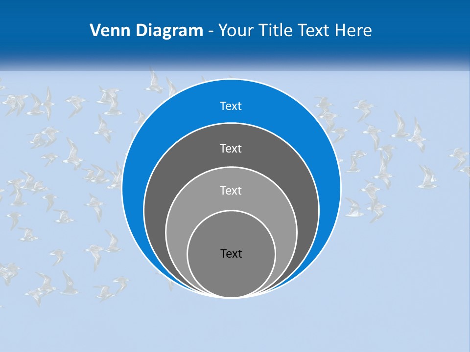 A Flock Of Birds Flying Through A Blue Sky PowerPoint Template