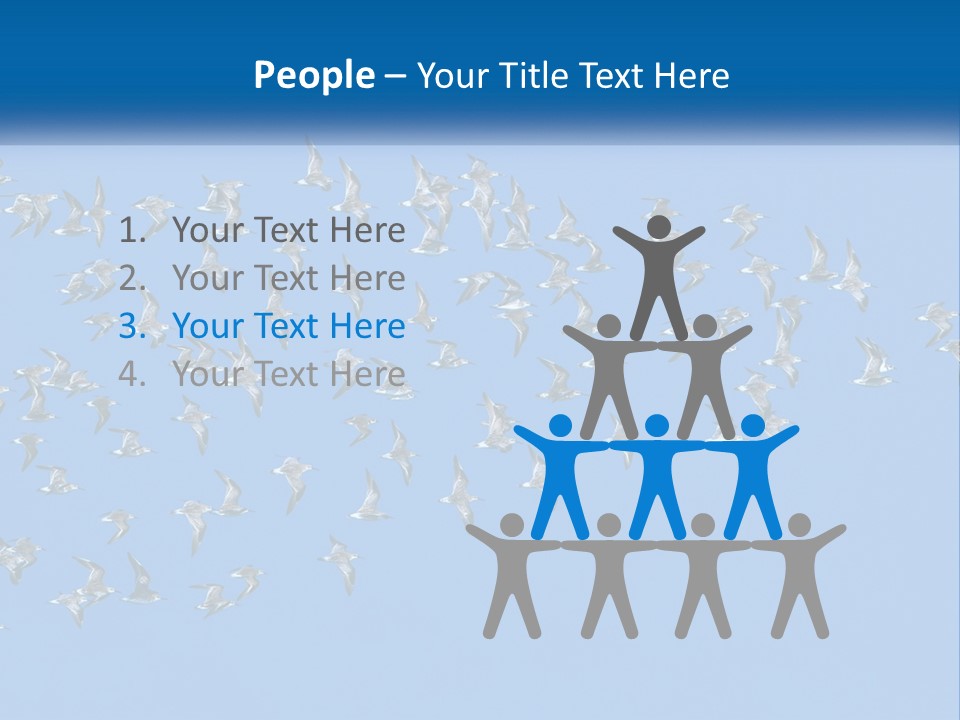 A Flock Of Birds Flying Through A Blue Sky PowerPoint Template