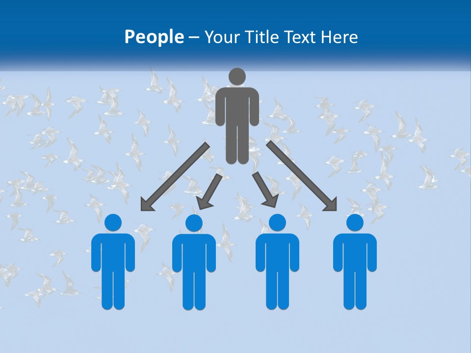 A Flock Of Birds Flying Through A Blue Sky PowerPoint Template