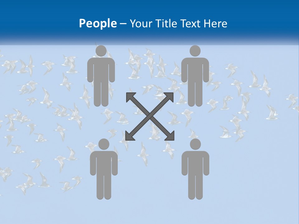 A Flock Of Birds Flying Through A Blue Sky PowerPoint Template