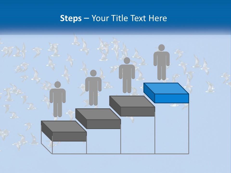 A Flock Of Birds Flying Through A Blue Sky PowerPoint Template