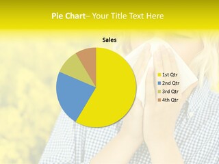 A Woman Blowing Her Nose With A Yellow Field In The Background PowerPoint Template