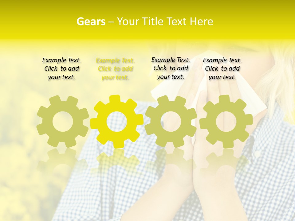 A Woman Blowing Her Nose With A Yellow Field In The Background PowerPoint Template