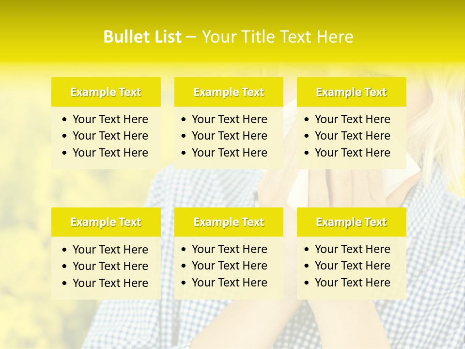 A Woman Blowing Her Nose With A Yellow Field In The Background PowerPoint Template