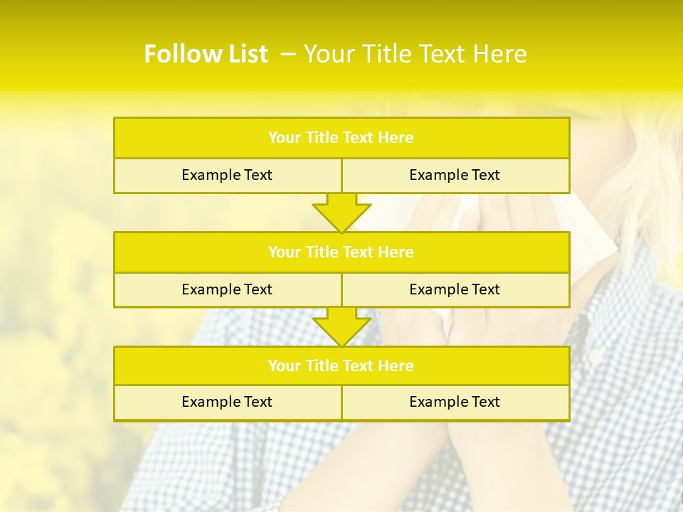 A Woman Blowing Her Nose With A Yellow Field In The Background PowerPoint Template