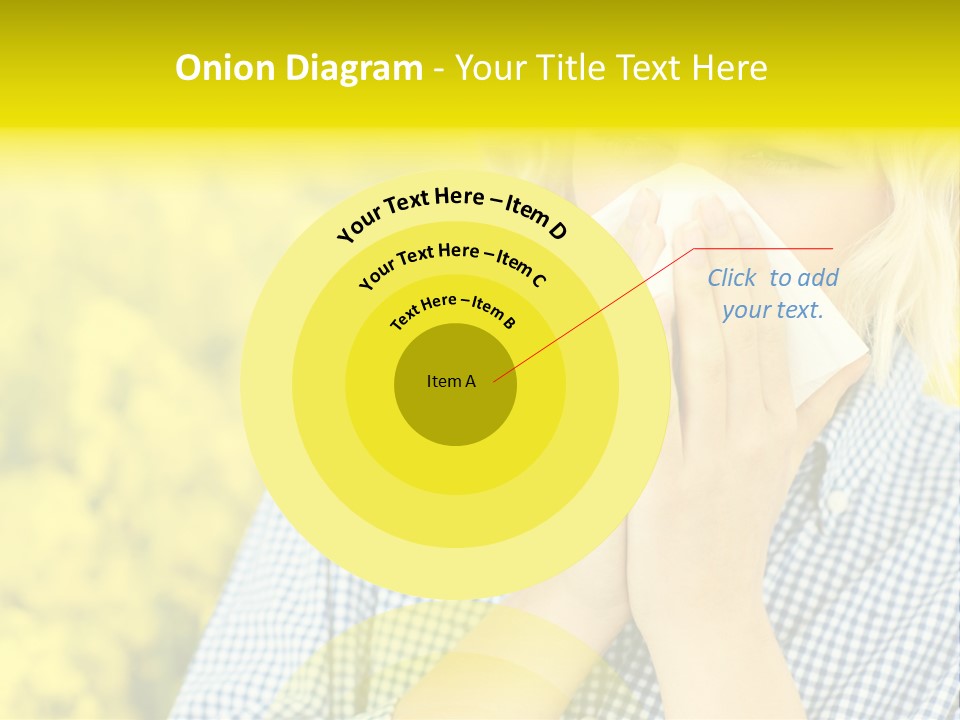 A Woman Blowing Her Nose With A Yellow Field In The Background PowerPoint Template