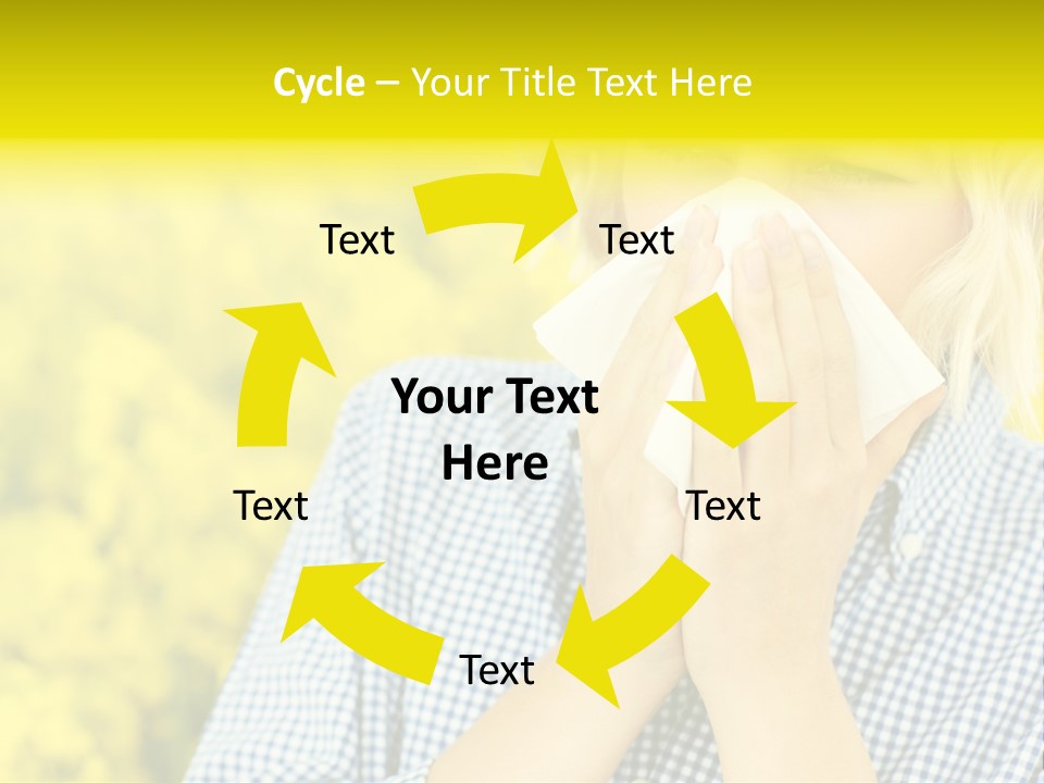 A Woman Blowing Her Nose With A Yellow Field In The Background PowerPoint Template