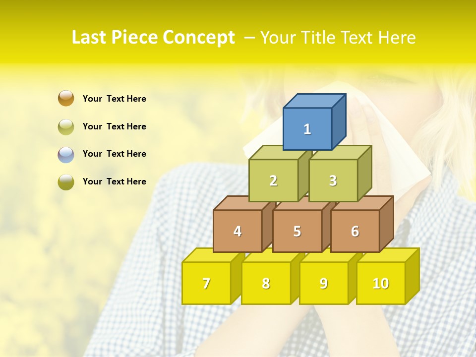 A Woman Blowing Her Nose With A Yellow Field In The Background PowerPoint Template