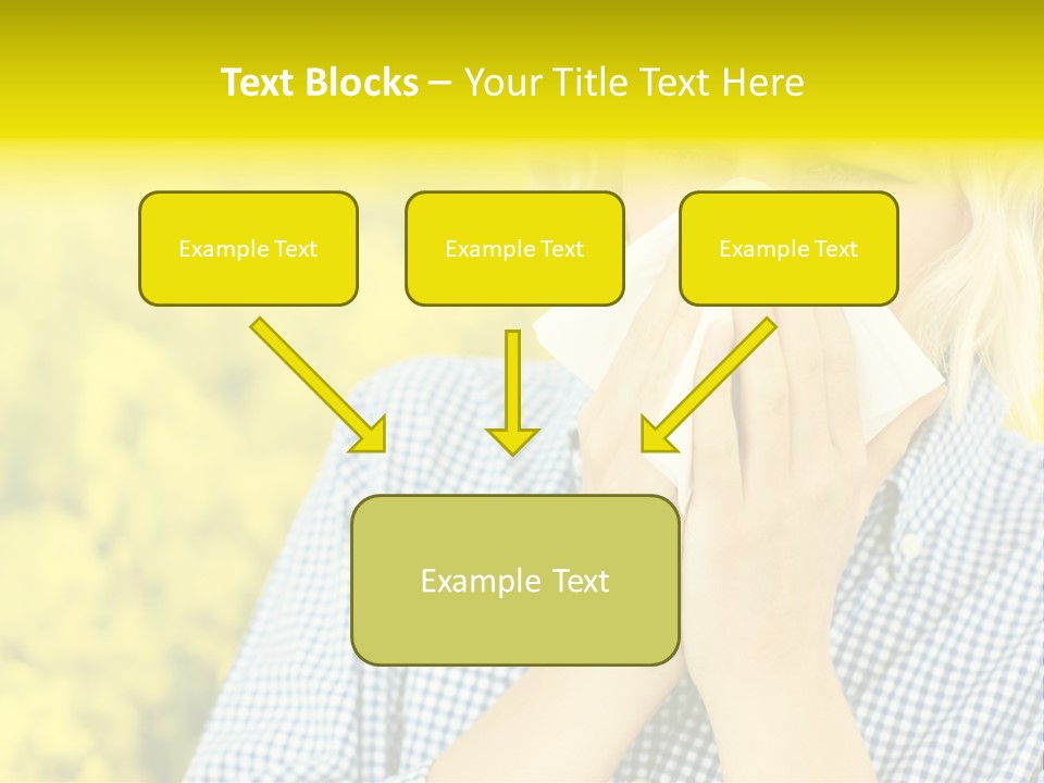 A Woman Blowing Her Nose With A Yellow Field In The Background PowerPoint Template