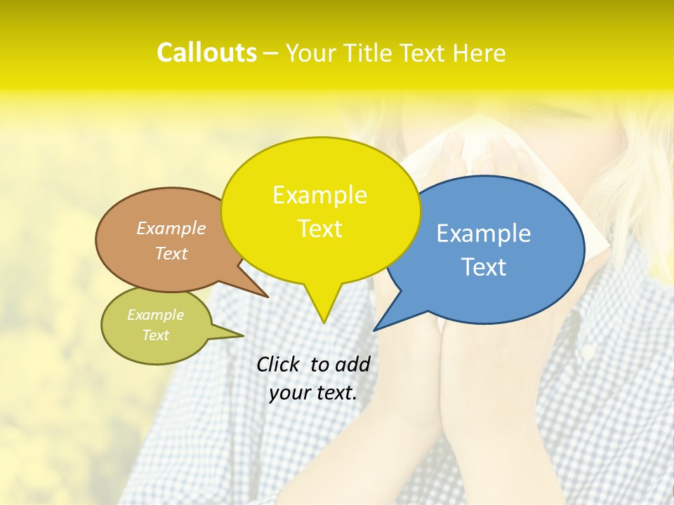 A Woman Blowing Her Nose With A Yellow Field In The Background PowerPoint Template