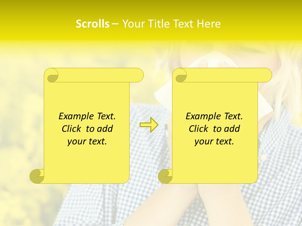A Woman Blowing Her Nose With A Yellow Field In The Background PowerPoint Template