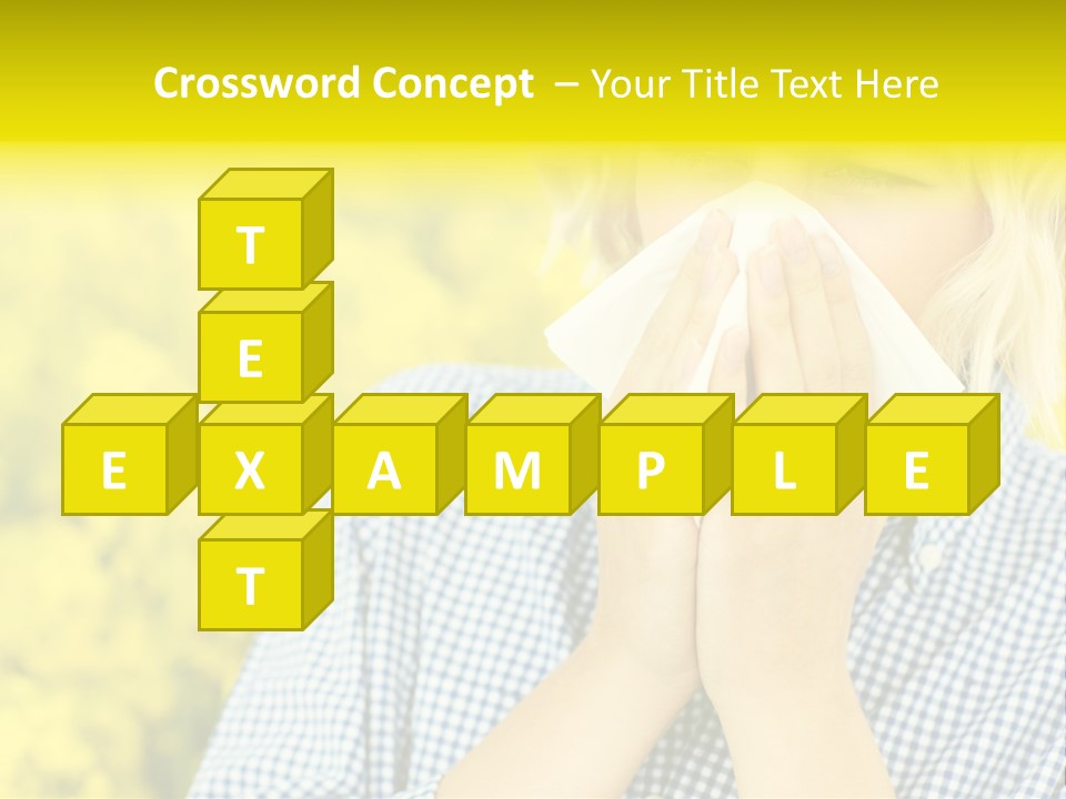 A Woman Blowing Her Nose With A Yellow Field In The Background PowerPoint Template