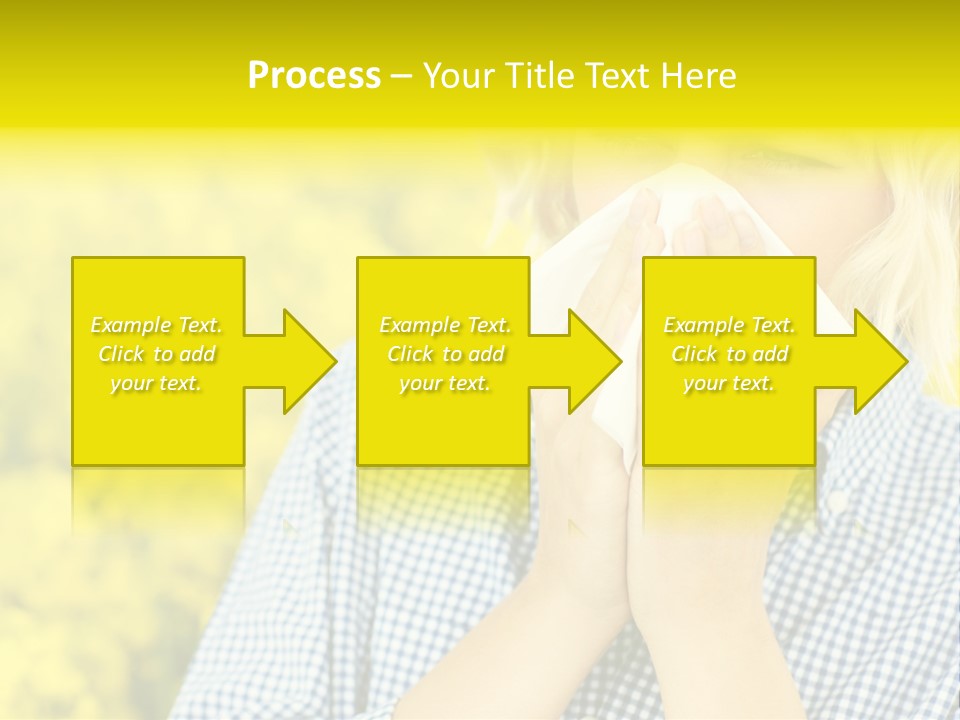 A Woman Blowing Her Nose With A Yellow Field In The Background PowerPoint Template