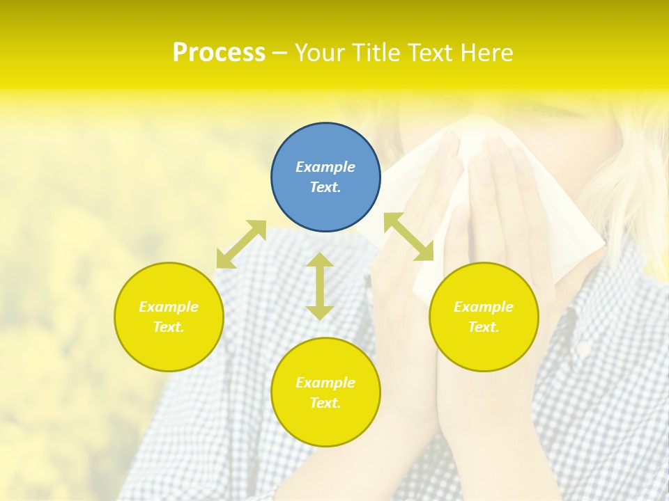 A Woman Blowing Her Nose With A Yellow Field In The Background PowerPoint Template