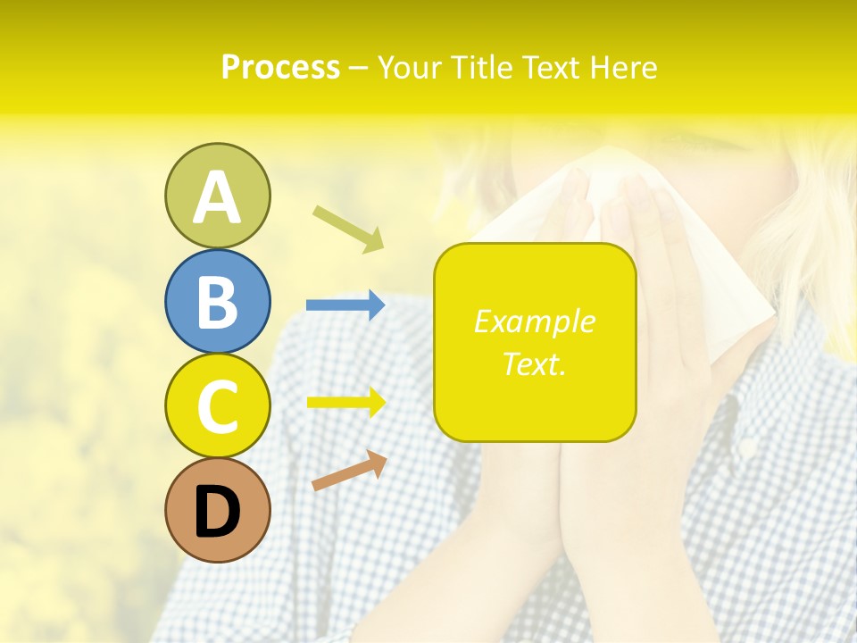 A Woman Blowing Her Nose With A Yellow Field In The Background PowerPoint Template