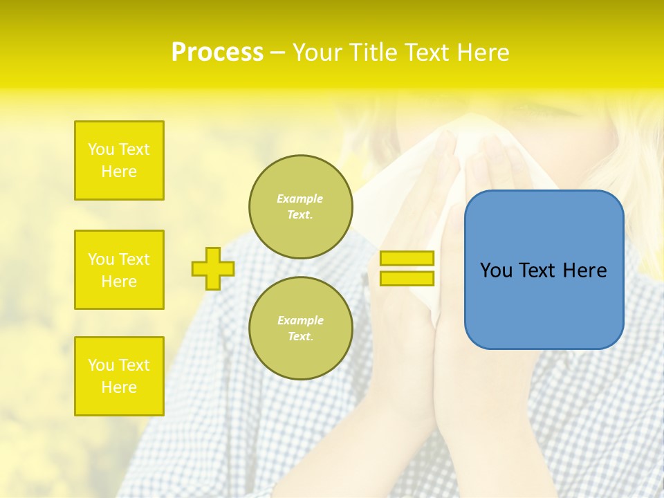 A Woman Blowing Her Nose With A Yellow Field In The Background PowerPoint Template