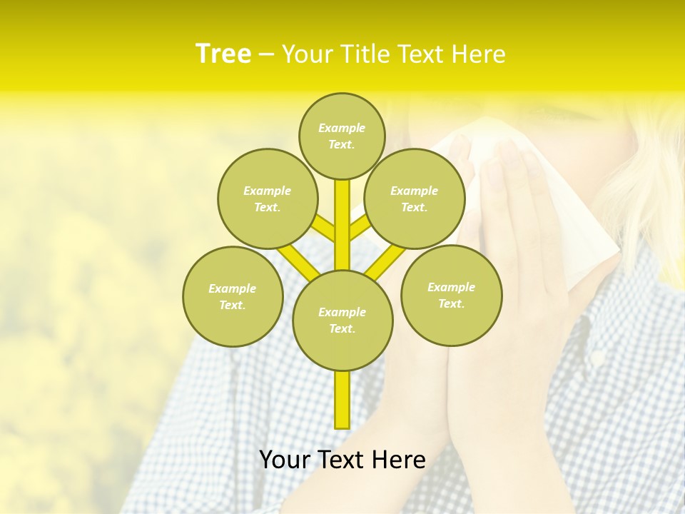 A Woman Blowing Her Nose With A Yellow Field In The Background PowerPoint Template