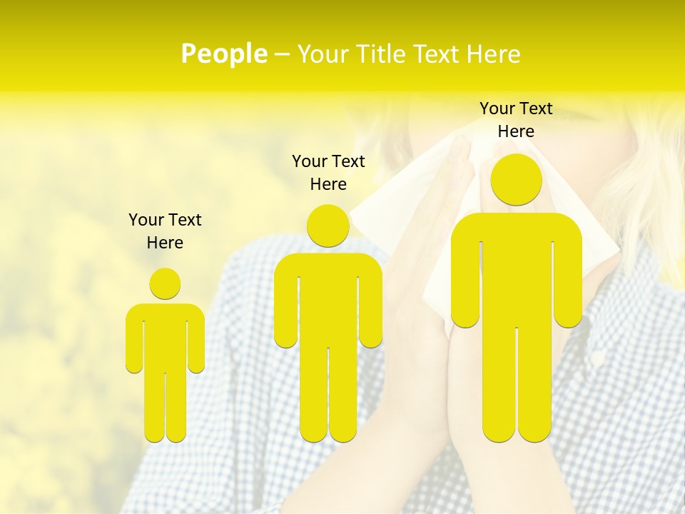 A Woman Blowing Her Nose With A Yellow Field In The Background PowerPoint Template