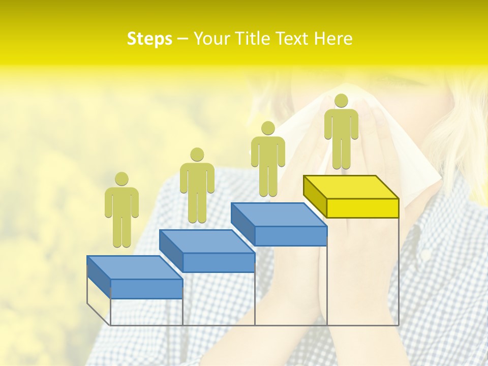 A Woman Blowing Her Nose With A Yellow Field In The Background PowerPoint Template