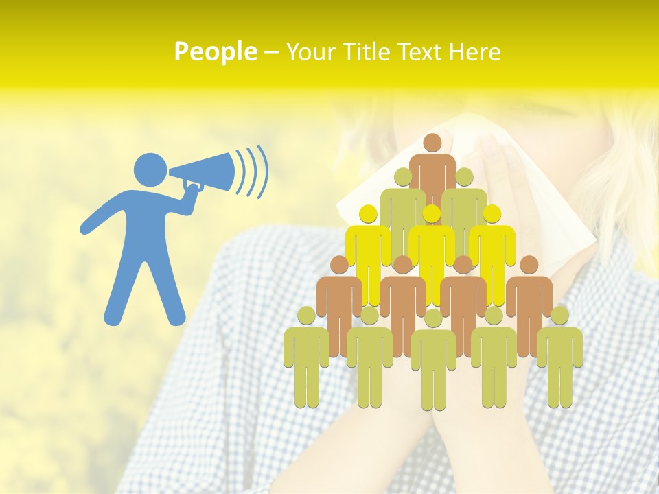 A Woman Blowing Her Nose With A Yellow Field In The Background PowerPoint Template