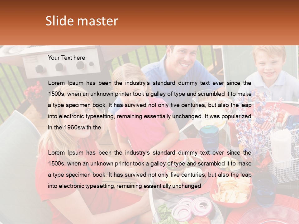 A Group Of People Sitting Around A Table With Food PowerPoint Template