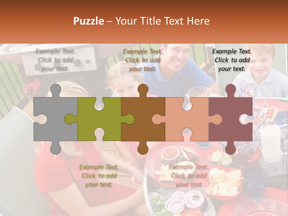A Group Of People Sitting Around A Table With Food PowerPoint Template