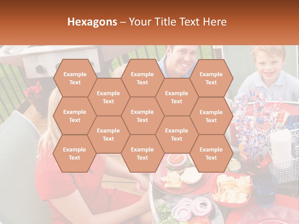 A Group Of People Sitting Around A Table With Food PowerPoint Template