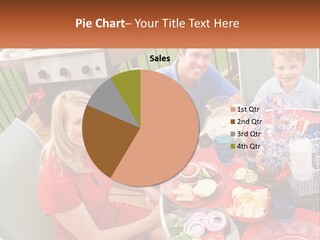 A Group Of People Sitting Around A Table With Food PowerPoint Template
