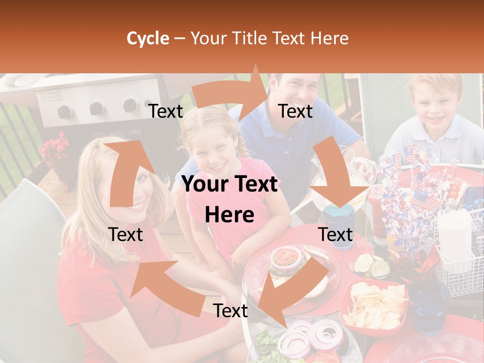 A Group Of People Sitting Around A Table With Food PowerPoint Template