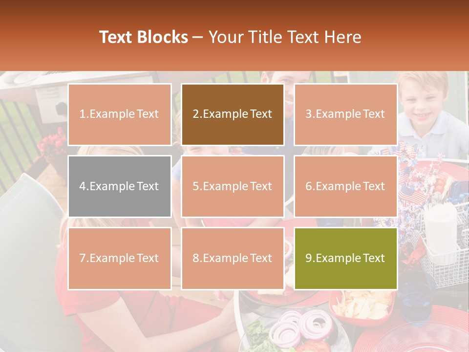 A Group Of People Sitting Around A Table With Food PowerPoint Template