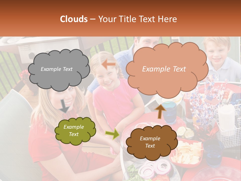 A Group Of People Sitting Around A Table With Food PowerPoint Template